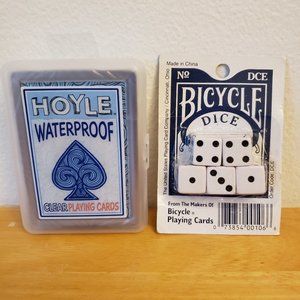 Hoyle Waterproof Clear Playing Card Deck + Vintage Bicycle Dice 5ct